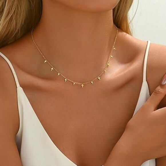 Neiman Marcus 18K Gold Plated Cross Chain Necklace - Picture 3 of 4